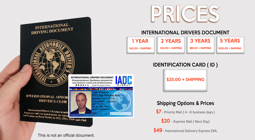 international driving documents prices